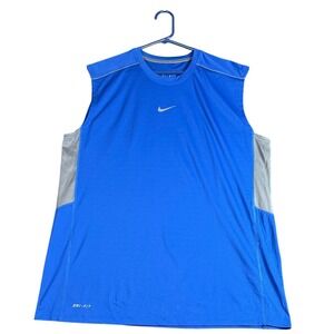 Nike Dri-FIT Athletic Training T-Shirt Moisture Wicking Blue Large No‎ Sleeves